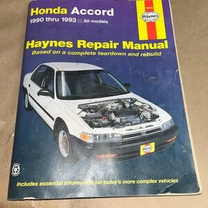 Haynes Repair Manual Honda Accord 1990-1993 All Models Complete Service‎ Guide